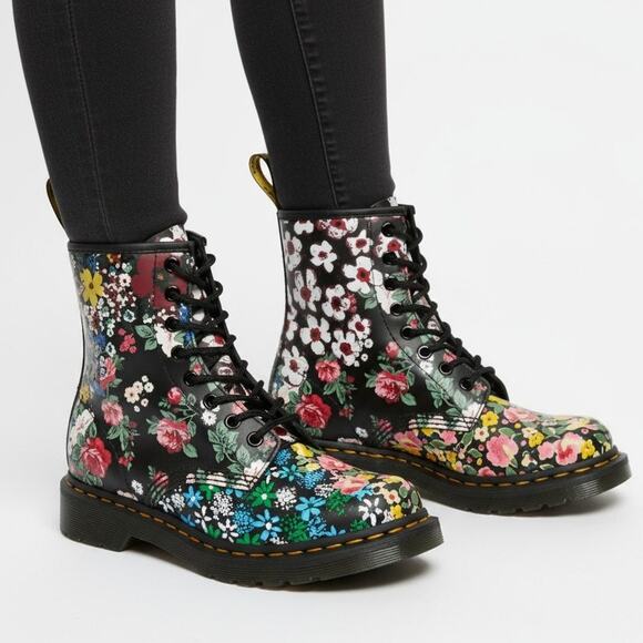 Dr. Martens 1460 Pascal Boots Floral Mash Up Y2K Womens US 8 Leather Limited - Picture 13 of 14